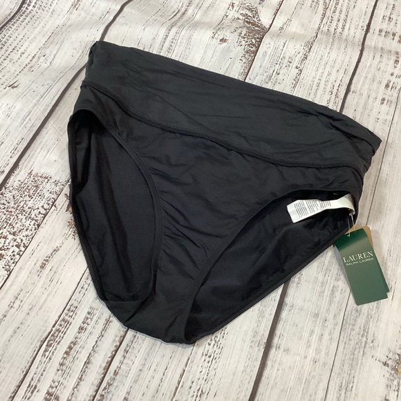 325. Ralph Lauren Black Fold Over Bikini Bottom NWT Size 14 - Picture 2 of 3
